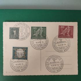 德国邮票 贴票明信片 西德1960年**题材