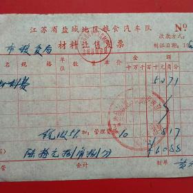 1983年9月7日，维修材料费，江苏省盐城地区粮食汽车队。（40-5）（生日票据，五金机电类）