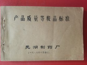 产品质量等极品标准（芜湖制药厂，1989年）