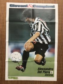 原版足球海报 皮耶罗 贝克汉姆 大幅双面海报