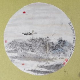 写意山水一幅，江苏画家蒋重华。保真。
