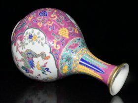 旧藏 明代宣德五彩描金孔雀花鸟纹玉壶春瓶【 28x18.5cm 】