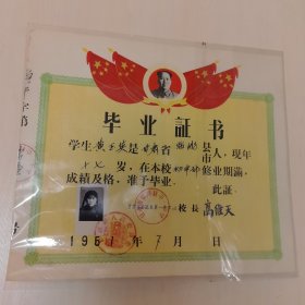毕业证书（1951年7月甘肃省临洮县第一中学）
