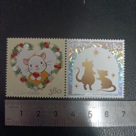 Hg19 外国邮票鼠年邮票韩国邮票2020年生肖邮票鼠年 镭射邮票 凹凸工艺印制 新 2全 原胶全品