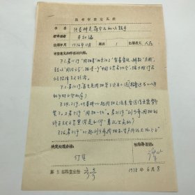 时任人民出版社副总编，出版家谭吐，1978年签字，因“存在的问题”，决定【停售】1976年出版的《张春桥是蒋介石的吹鼓手》一书图书审查意见表一件（七十年代图书审查文献）