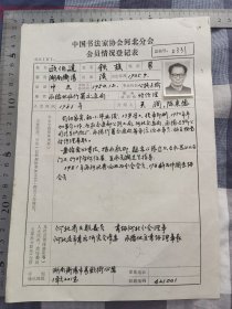 中国书法家协会河北分会会员情况登记表.欧伯达.1990年.16开