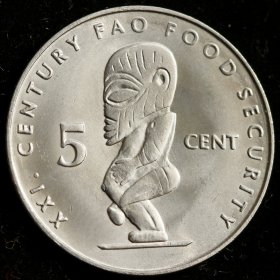 库克5分硬币 2000年 生殖神图腾女王 24MM 全新UNC 普制币难免有瑕疵