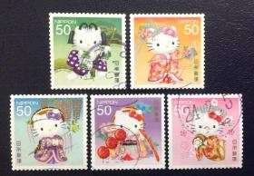 日本信销邮票 2011年 G49 卡通HELLO KITTY 凯蒂猫 5全