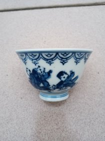 青花人物杯