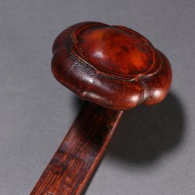 清 竹雕刻诗文如意