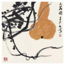 保真书画，周韶峰精致国画小品《大器图》，44×44cm，软片，展览作品。周韶峰，湘潭市中国画艺委会副主任，湘乡市美协副主席，中国国家画院邢少臣工作室助教，湖南工程学院客座教授，当代大写意花鸟画优秀画家。