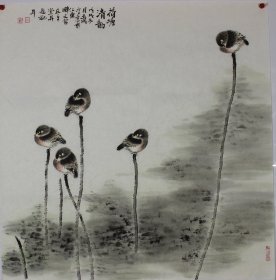 【荷塘清韵】广西著名花鸟画家邓老师四尺斗方花鸟