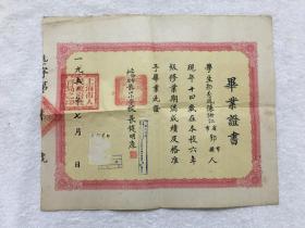 1950年上海市闸私立龙山小学毕业证书，尺寸：38*31.5厘米，品如图，180包邮。