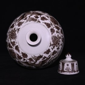 旧藏 元青花釉里红龙凤纹梅瓶 高47×25厘米