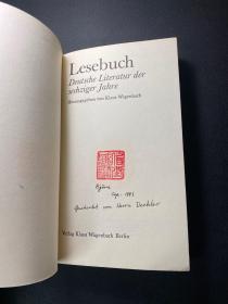 德国原版书：《Lesebuch - Deutsche Literatur der sechziger Jahre：德国70年代文学家》！（1980年）