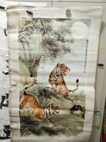 年画宣传画《吴寿谷作：老虎图》长106cm，宽61cm，卷筒发货，年画挂历画袋1内（43）