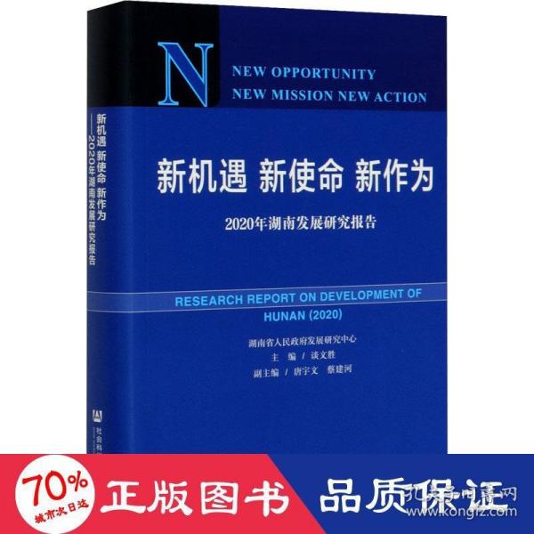 新机遇新使命新作为：2020年湖南发展研究报告