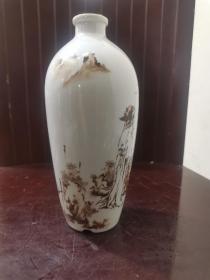 老物件旧酒瓶 景德镇出品～陶令酒业～采菊图文人画酒瓶