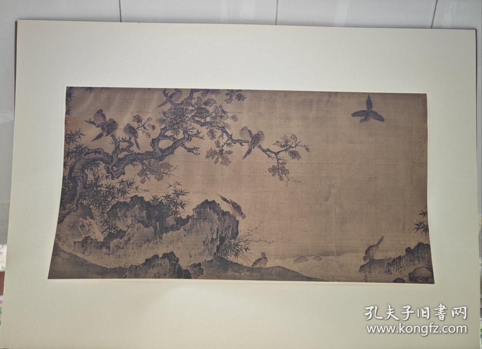 二玄社 宋元名画巨册选 五代 黄居寀 竹石锦鸠图 原尺寸 尺寸58*40 画心尺寸45.5*23.5