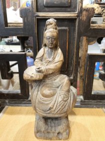 古玩旧藏老木雕观音像