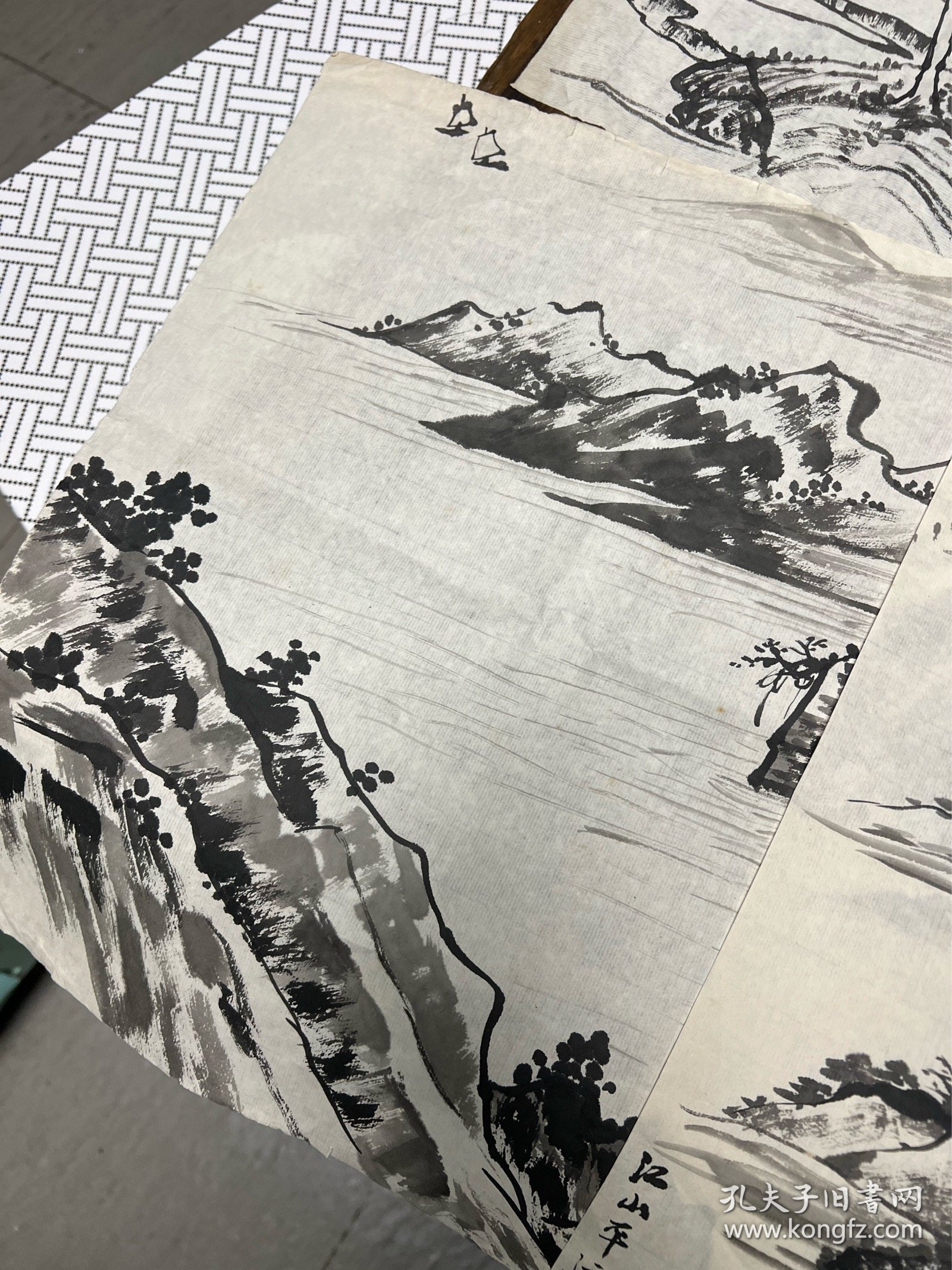 八十年代 山水画稿7张