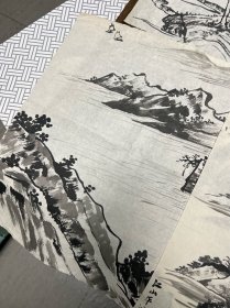 八十年代 山水画稿7张