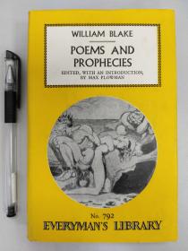 Everyman's Library No.791（人人文库，第791册）:  WILLIAM BLAKE Poems and prophecies  威廉·布莱克《诗歌和预言集》一册全，附插画（部分展示），好品现货
