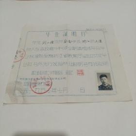 1957年，浙江省杭州第二中学，毕业证明书（19X22）