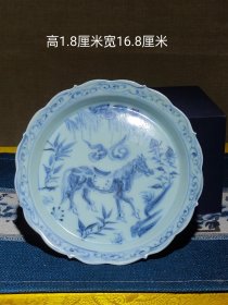 旧藏精品青花小盘，发色漂亮画工非常精细，放大泡泡明显