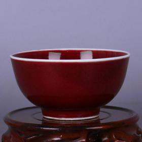 1972上海博物馆**瓷霁红釉茶碗一对