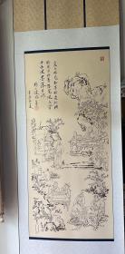 杨小涟临摹古画“琴棋书画”图。广西师范大学荣誉教授。