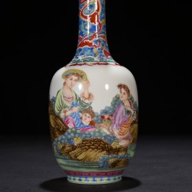 清雍正珐琅彩西洋人物纹瓶 22*8.5厘米