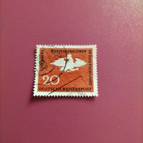 德国信销邮票 联邦德国1964年 总会计属250周年 普鲁士鹰徽志 面值20 1枚 （库存 2 ）