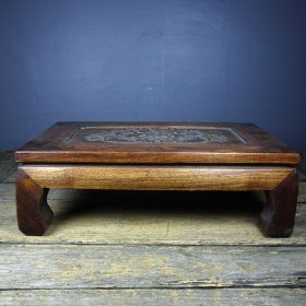 旧藏老花梨木雕刻桌子炕桌 尺寸：长38cm宽24cm高12cm 重量：1400g