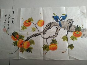 当代实力派花鸟画家刘桂元工笔画《事事如意》尺寸40*69画心软片