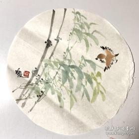 胡人国画团扇花鸟小品256