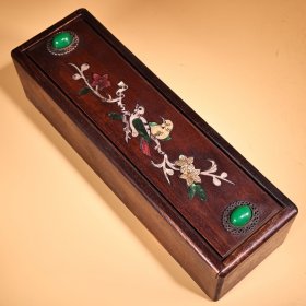 珍藏老花梨木盒子镶嵌贝壳抽拉盖子