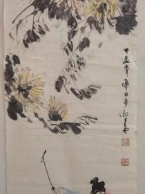 h.1421r 李刚，字子柔。常署：子柔李刚，中国著名画家，2010年入选中国水墨年度人物，零七年作品保真手绘尺寸137x35