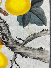 国画 小写意花鸟。知名画家 司曼如 三尺整张（50/100厘米）。《福禄满堂》保真迹！（室内实物拍照。）边缘有小破损。低价。介意勿拍。