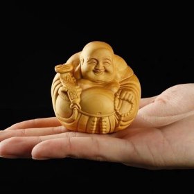 黄杨木雕弥勒佛摆件雕刻佛像工艺品一团和气手把件文玩把玩件礼品