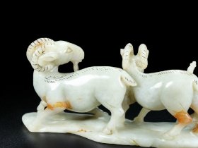 和田老玉“三羊开泰”摆件