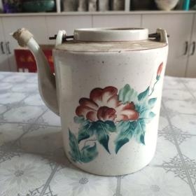 手绘一枝花提梁壶，实图拍摄，看图