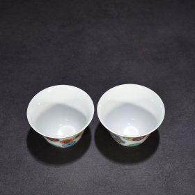 旧藏 清雍正斗彩皮球花纹杯 5*7.5厘米