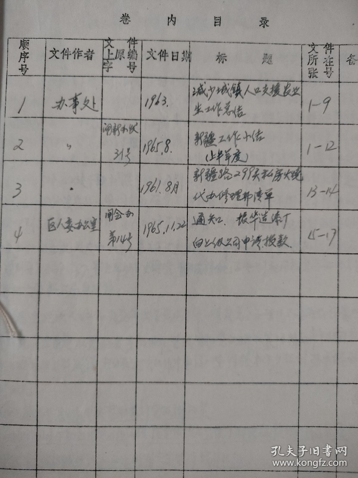 上海市闸北区新疆路街道办事处六五年资料