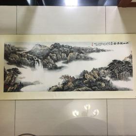 著名鄞州画家李才信山水作品（秌山观瀑图）包真！