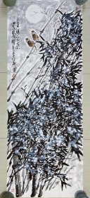 花鸟画，雪竹，吉祥安康，写意画法，纯手绘，假一赔万，墨透纸背的，都是本人精心收藏的，贵州省美协王孝华老师的原创大作，老师画的不亚于中美协老师，画的非常细，笔法苍劲有力，浓淡干湿枯，画的很写实，很传神。1.8米×70公分的，小六尺整张的，家里客厅，卧室，书房，茶室，办公室都可悬挂，特别是玄关悬挂，非常合适，很有意境的一幅画！