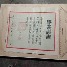 1955年毕业证书  河北昌黎县