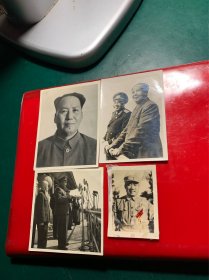 毛主席，朱总司令照片4张，品如图