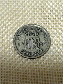 英国6便士银币 1943年乔治六世 好品 oz375