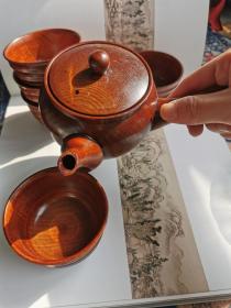 日本手作 室町工房 木质茶具套装 一壶五杯